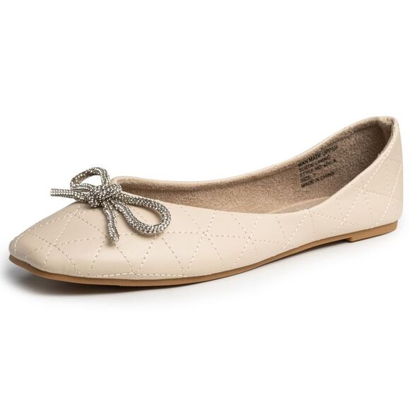 Alpine Swiss Shoes - Alpine Swiss Myla Womens Ballet Flats Square Toe Rhinestone Bow Dressy Shoes